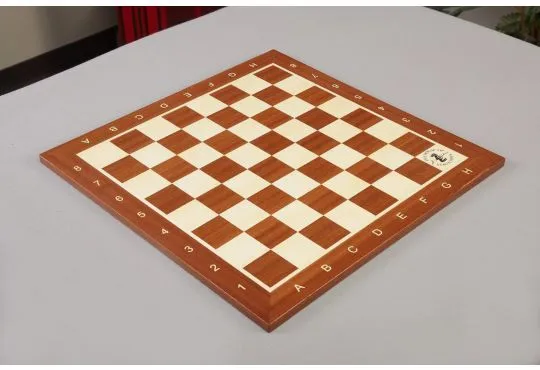 IMPERFECT - 1.75" - MAHOGANY - WITH NOTATION AND LOGO - Wooden Tournament Chess Board