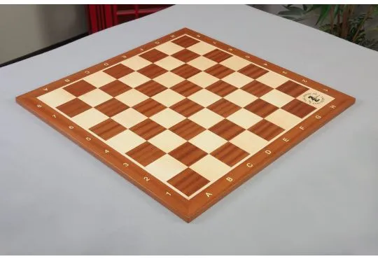 IMPERFECT - 2.25" - MAHOGANY - WITH NOTATION AND LOGO - Wooden Tournament Chess Board