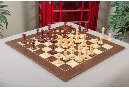 IMPERFECT - 4.0" Sultan - BLOOD ROSEWOOD / BOXWOOD - Wood Chess Pieces