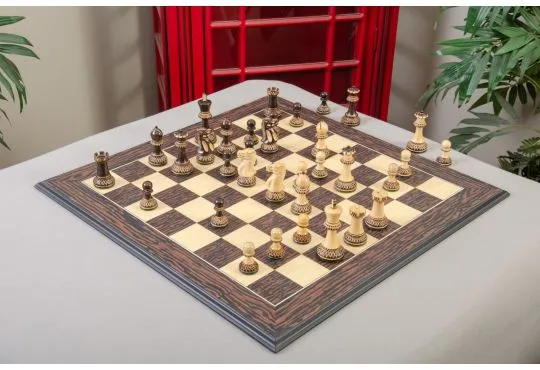 IMPERFECT - 4.0" Grandmaster II - BURNT / NATURAL BOXWOOD - Wood Chess Pieces