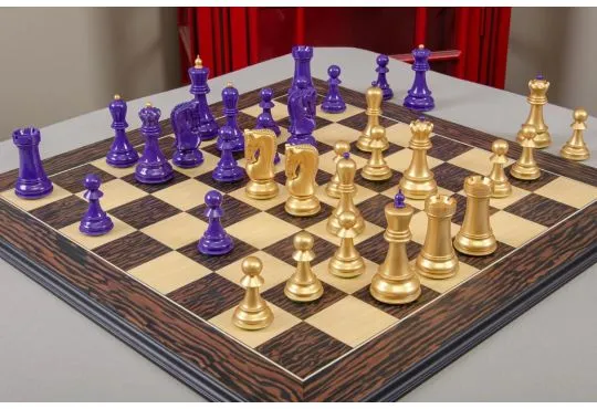 IMPERFECT - 3.875" Zagreb '59 - PURPLE / GOLD LACQUERED - Wood Chess Pieces