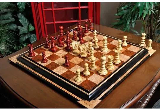 IMPERFECT - 4.4" Savano - BLOOD ROSEWOOD / BOXWOOD - Wood Chess Pieces