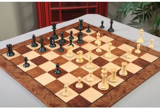 IMPERFECT - The Steinitz Series Luxury Chess Pieces - 3.5" King - Genuine Ebony & Natural Boxwood