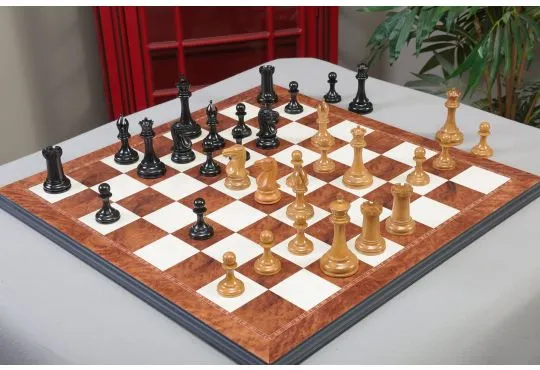 IMPERFECT - The Golden Collector Series Luxury Chess Pieces - 4.4" King - Genuine Ebony and Antiqued Boxwood