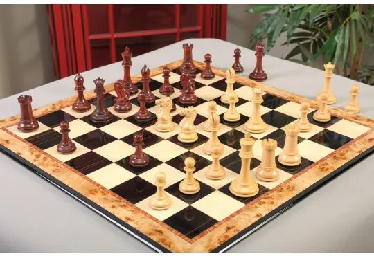 Luxus Holz Schach Teile New York Schwarz Gewichtet Felted-Extra Queens-In Box 