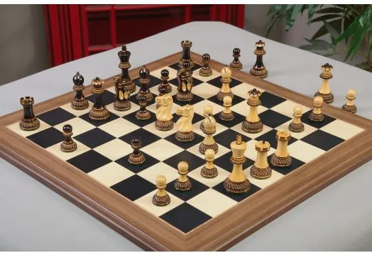 IMPERFECT - The Burnt Grandmaster II Series Chess Pieces - 4.0" King - BURNT / NATURAL BOXWOOD