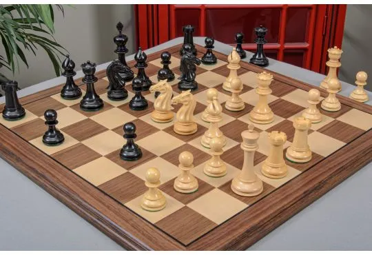 IMPERFECT - 4.4" Canterbury - GENUINE EBONY / BOXWOOD - Wood Chess Pieces