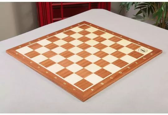 IMPERFECT - 2.25" - MAHOGANY - WITH NOTATION AND LOGO - Wooden Tournament Chess Board