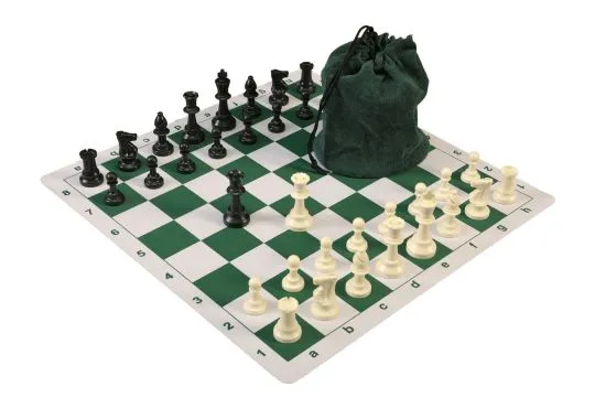 Drawstring Chess Set Combination with Mousepad Board and Single Weighed Pieces