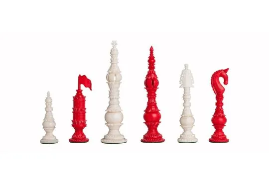 The Vizagapatam Luxury Bone Chess Pieces - 6.1" King