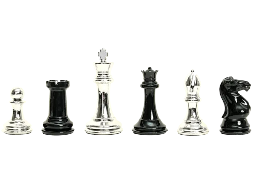 The Fischer Series Chess Pieces - 4.0" King - Black And Silver
