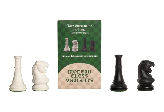 Leopard and Cannon - Musketeer Chess Variant Kit - 4 Set - Black & Ivory