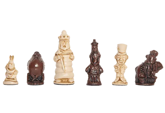 Alice in Wonderland Chess Pieces - 3.5" King - Brown & Natural