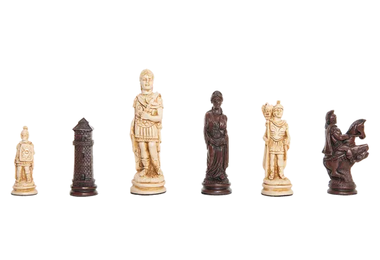 Roman Themed Chess Pieces - 4.25" King - Brown & Natural