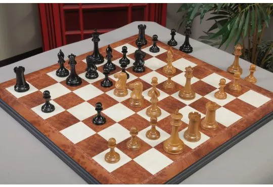 IMPERFECT - The Golden Collector Series Luxury Chess Pieces - 4.4" King - Genuine Ebony & Antiqued Boxwood