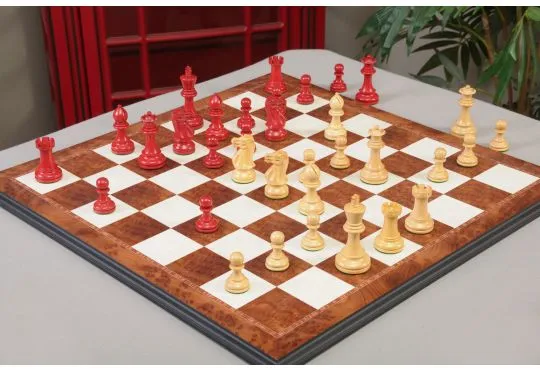IMPERFECT - Grandmaster II Series Chess Set - Pieces Only - 4" King - Red Gilded & Natural Boxwood