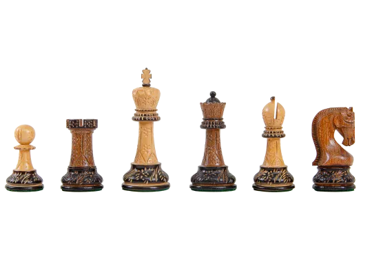 The Burnt Golden Rosewood Leningrad Series Chess Pieces - 4.0" King 