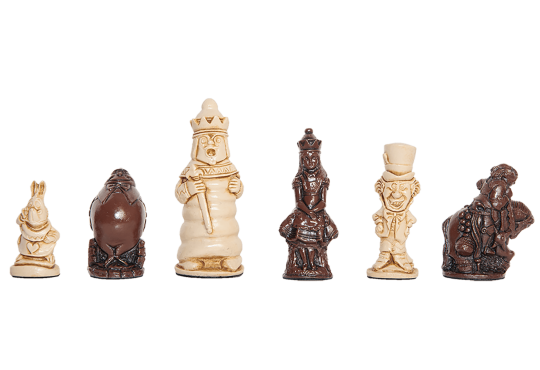 Alice in Wonderland Chess Pieces - 3.5" King - Brown & Natural