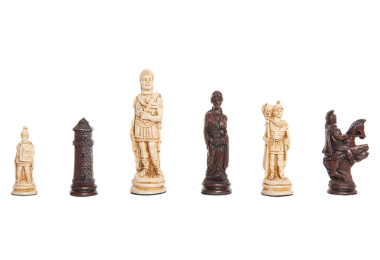 Roman Themed Chess Pieces - 4.25" King - Brown & Natural