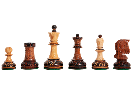 The Burnt Golden Rosewood Dubrovnik Chess Pieces - 3.75" King