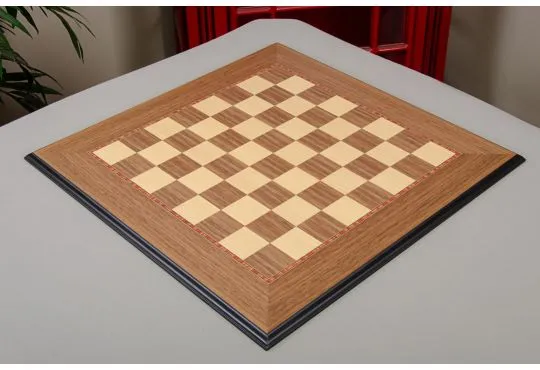 CLEARANCE - Walnut & Black Moulded Chess Board - 2.0" Squares