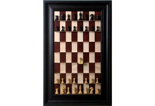 Straight Up Chess Board - Red Maple Series with Brown Traditional Frame 