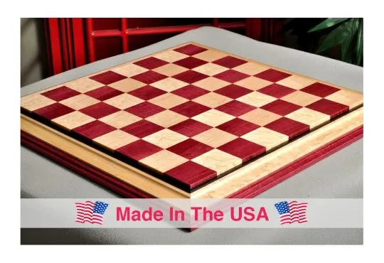 Signature Contemporary III Luxury Chess board - PURPLEHEART / BIRD'S EYE MAPLE - 2.5" Squares