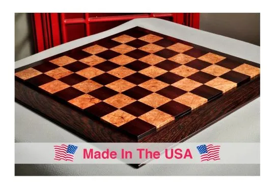 Custom Contemporary Chess Board - African Palisander / Maple Burl - 2.5" Squares