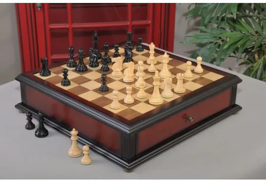 The Reykjavik II Series Library Chess Set and Tiroir Combination