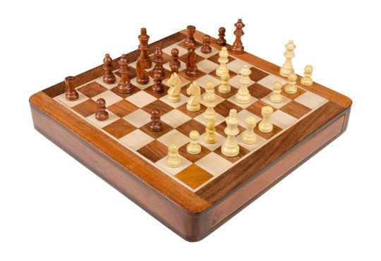 WOODEN MAGNETIC Travel Chess Set - 12" Square