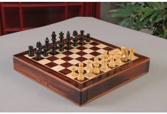 WOODEN MAGNETIC Travel Chess Set - 12" Square - Indian Rosewood and Maple