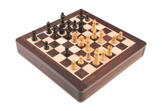 WOODEN MAGNETIC Travel Chess Set - 10" Square - Anjan and Maple