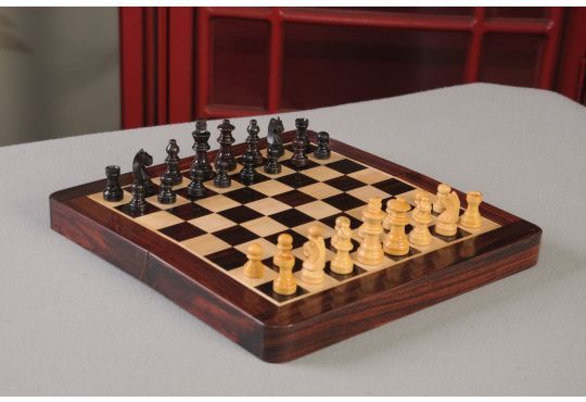 FOLDING WOODEN MAGNETIC Travel Chess Set - 10" - Indian Rosewood and Maple