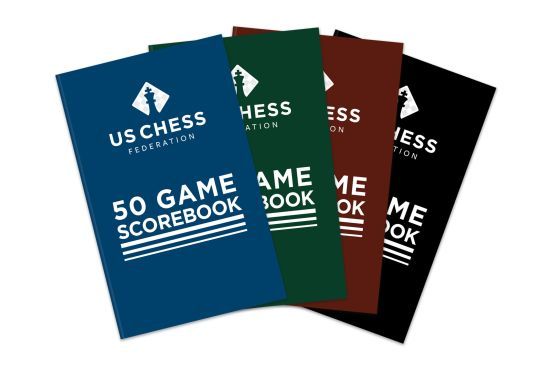 120 Moves/Game RED US Chess Federation Commemorative Spiral Chess Scorebook 