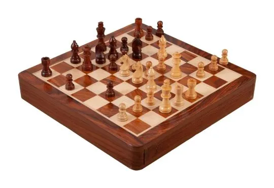 Deluxe Two-Drawer Walnut Chess Case - 1.7 Squares - The Chess Store