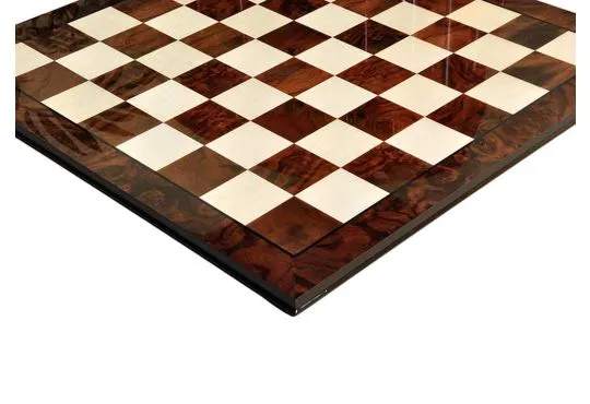 Walnut Burl & Maple Superior Traditional Chess Board - 2.5"