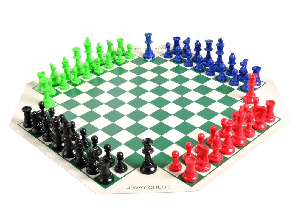 Black & White Chess Pieces & 20" Royal Blue Board Single Weighted Chess Set 