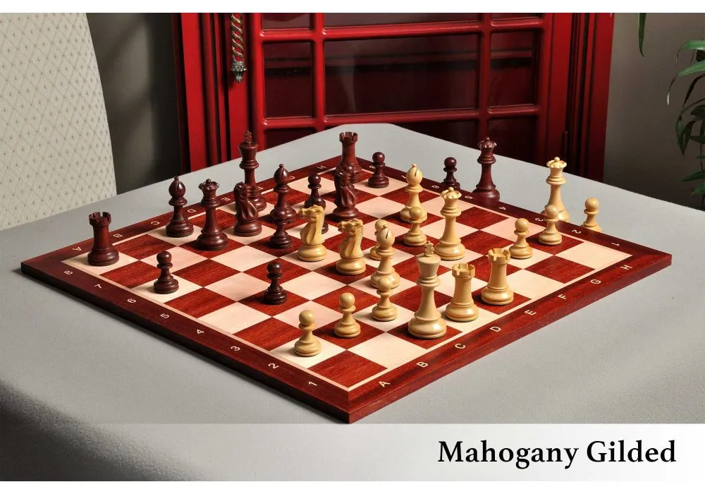 & Board Combination Box Green Gilded 4" King The Grandmaster Chess Set 