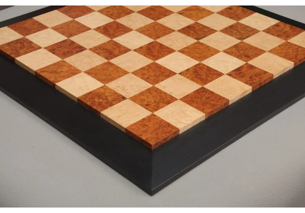 Amboyna Burl, Genuine Ebony & Bird's Eye Maple Custom Contemporary II Chess  Board