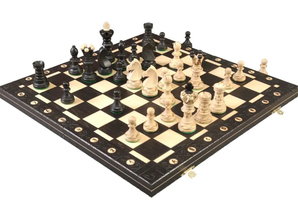 21 Black Ambassador Folding Chess Set