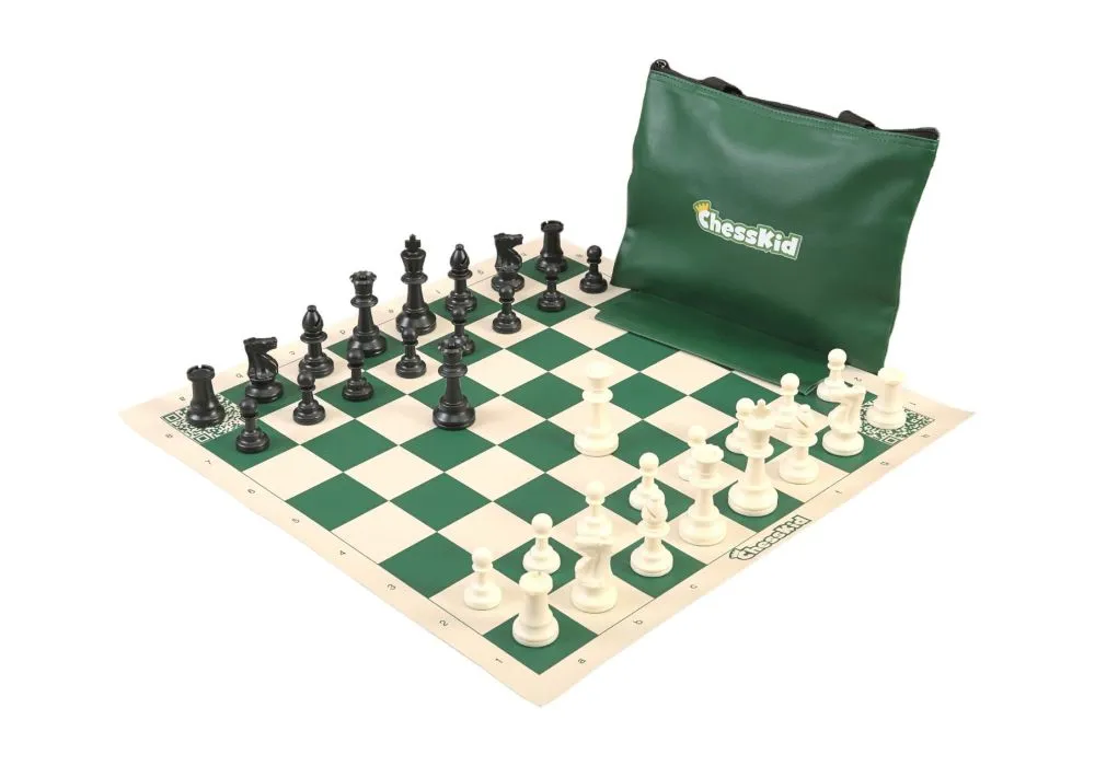 Regulation Tournament Chess Pieces and Chess Board Combo - SINGLE WEIGHTED