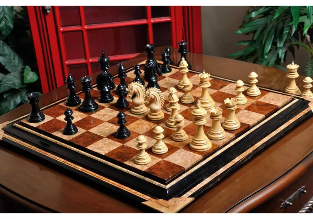 The Modena Luxury Chess Set Pieces Only Blood Rosewood 4.4" King 