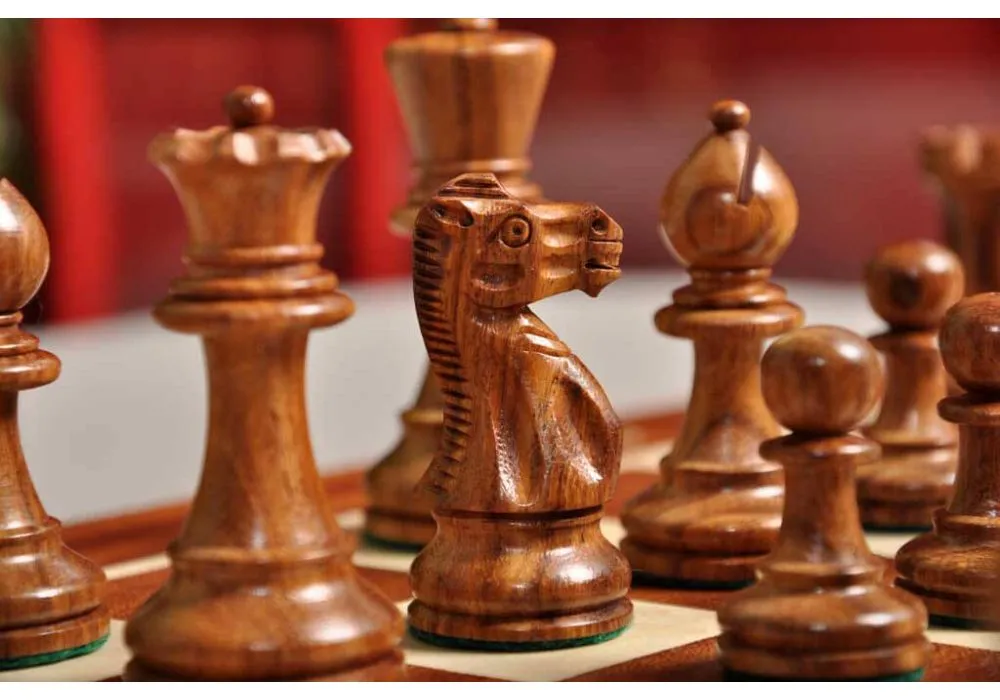 The House of Staunton The Grandmaster Chess Set, Box, and Board Combination  - Ebonized Boxwood