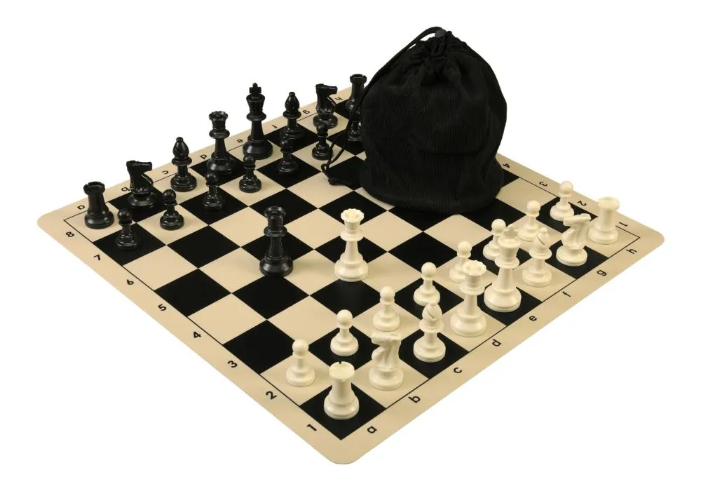 Regulation Tournament Chess Pieces and Chess Board Combo - SINGLE WEIGHTED