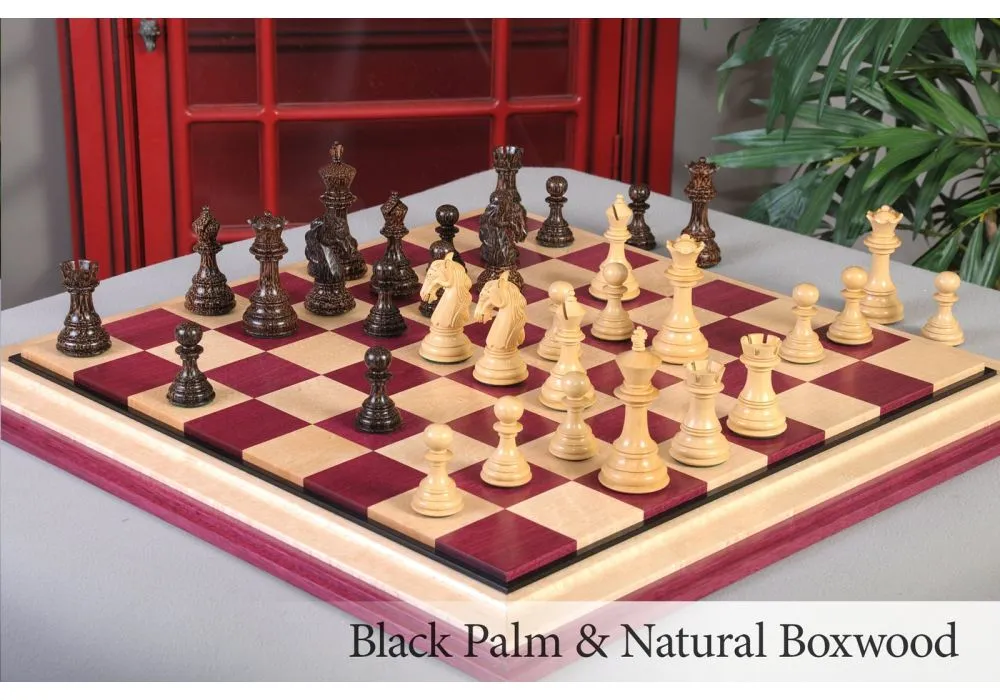 Custom Contemporary Chess Board - African Palisander / Maple Burl - 2.5  Squares