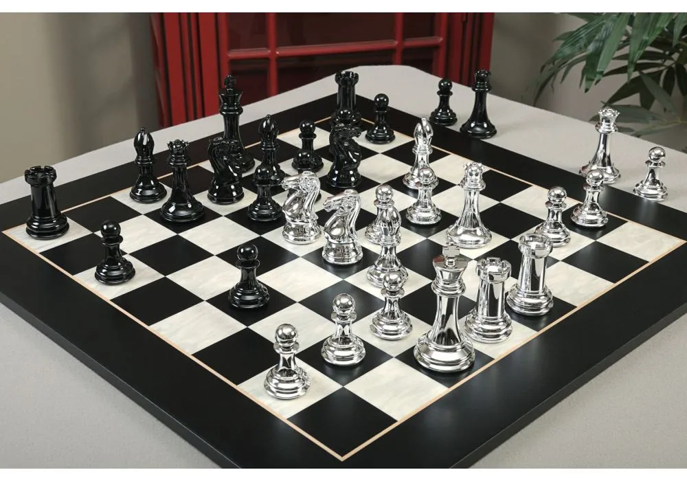 Analysis Chess Set - 12” Black Vinyl Chess Board – 32 Black