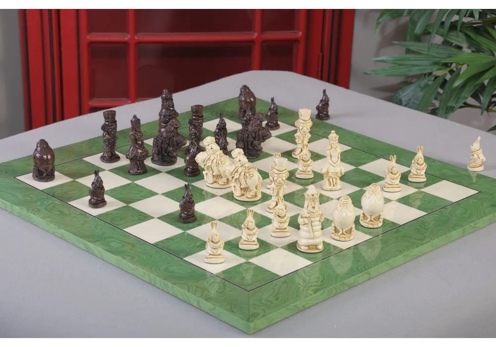 Analysis Chess Set - 12” Green Vinyl Chess Board – 32 Black & Natural  Pieces