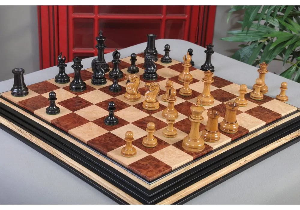 1849 Repro Staunton Chess Pieces set Brass Metal Collector King 3.4" 4 Queens 