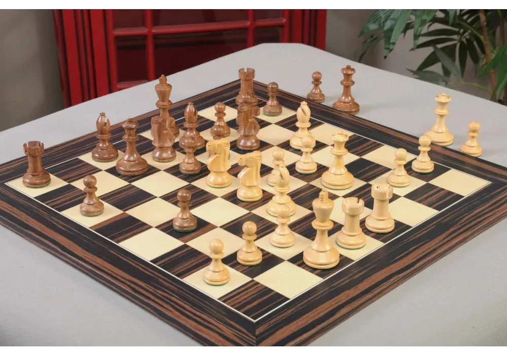 Natural Camphor & Burl Wood Chess Board with Black Border - 19 inches