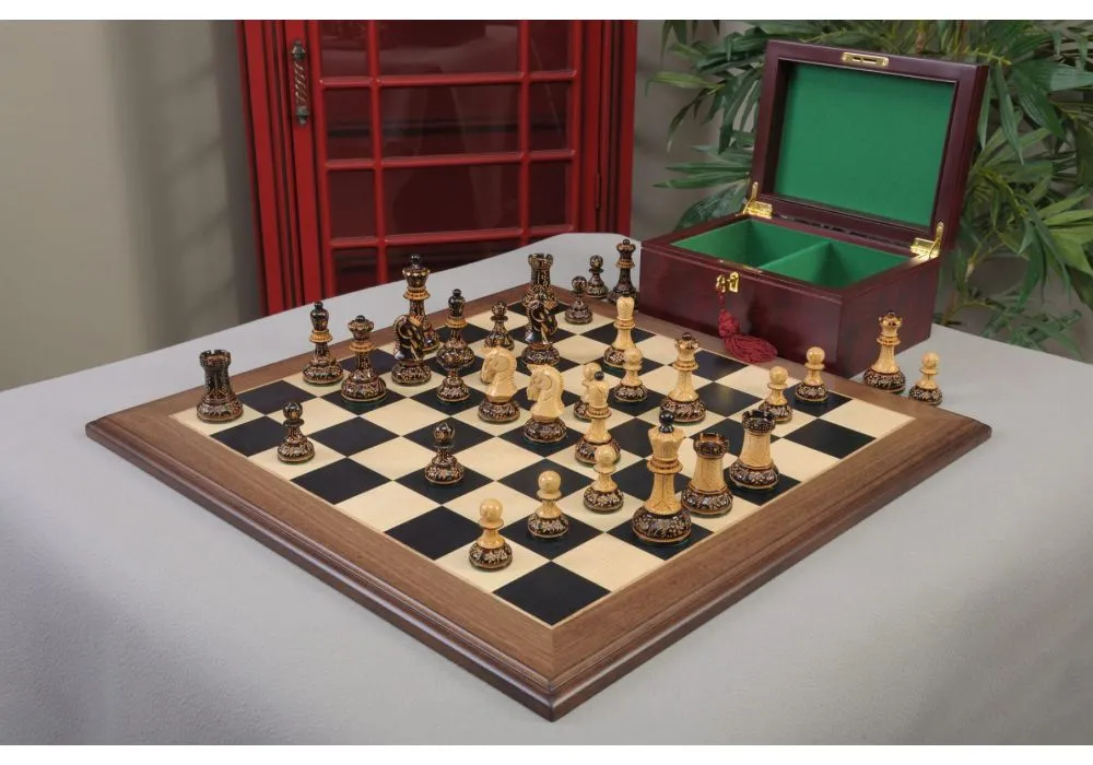 WE Games Traditional Staunton Wood Chess Set with a Wooden Board – 15 inch  Board with 3.75 inch King